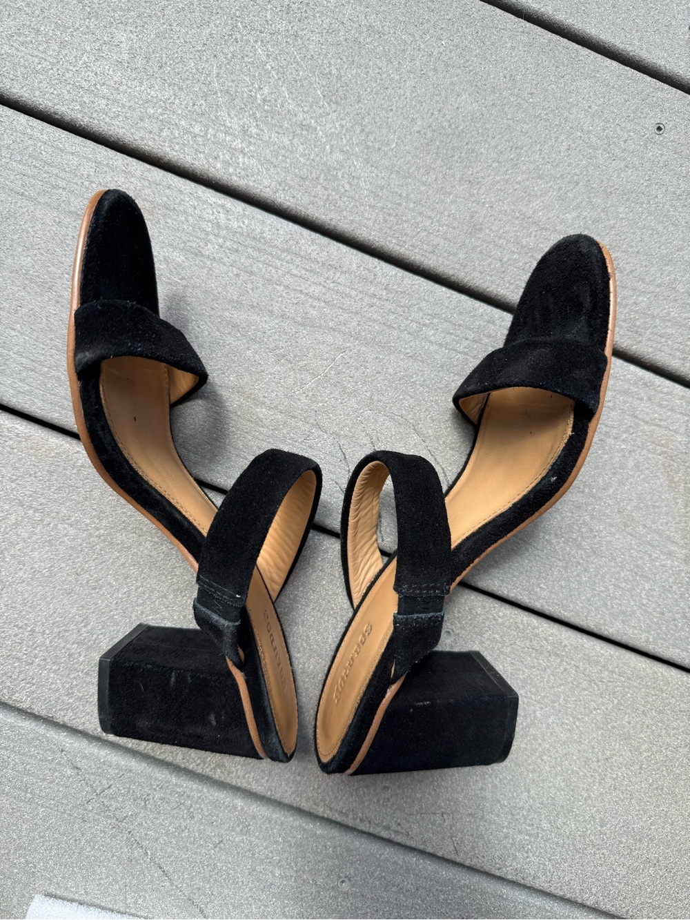 Soludos Black Suede Block Heel - Women's